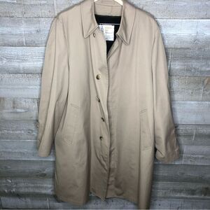 London Fog men 46R vintage fur trim beige mens trench coat button down